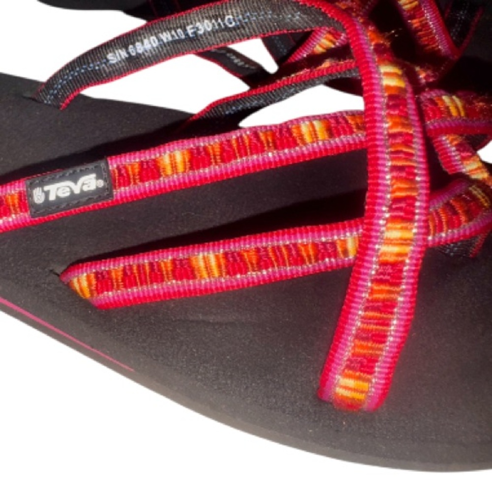 TEVA PINK RED ORANGE flip flops women’s sandals shoes size 10 - Picture 5 of 14